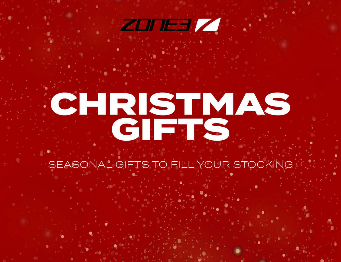 Zone3 Christmas Gifts promotional banner with bold white text on a red festive background