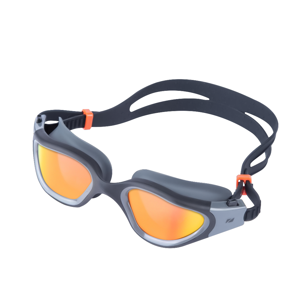 Vapour Swim Goggles with gray frame orange mirrored lenses and a black strap