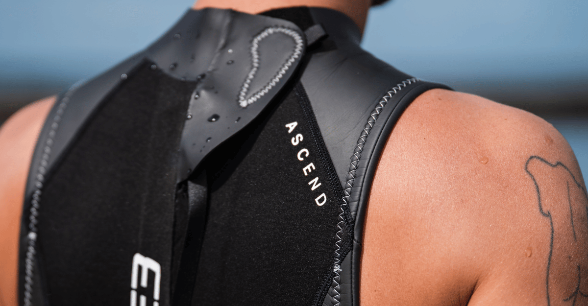 close up of the Zone3 Ascend wetsuit. 