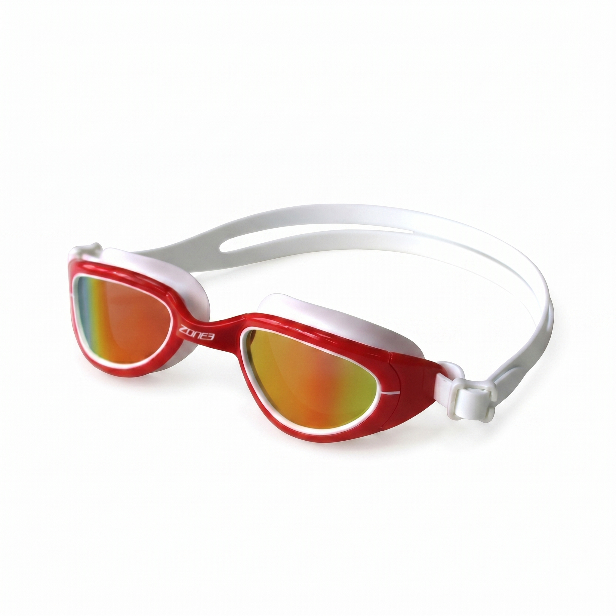 Red White Attack Swim Goggles on a white background 