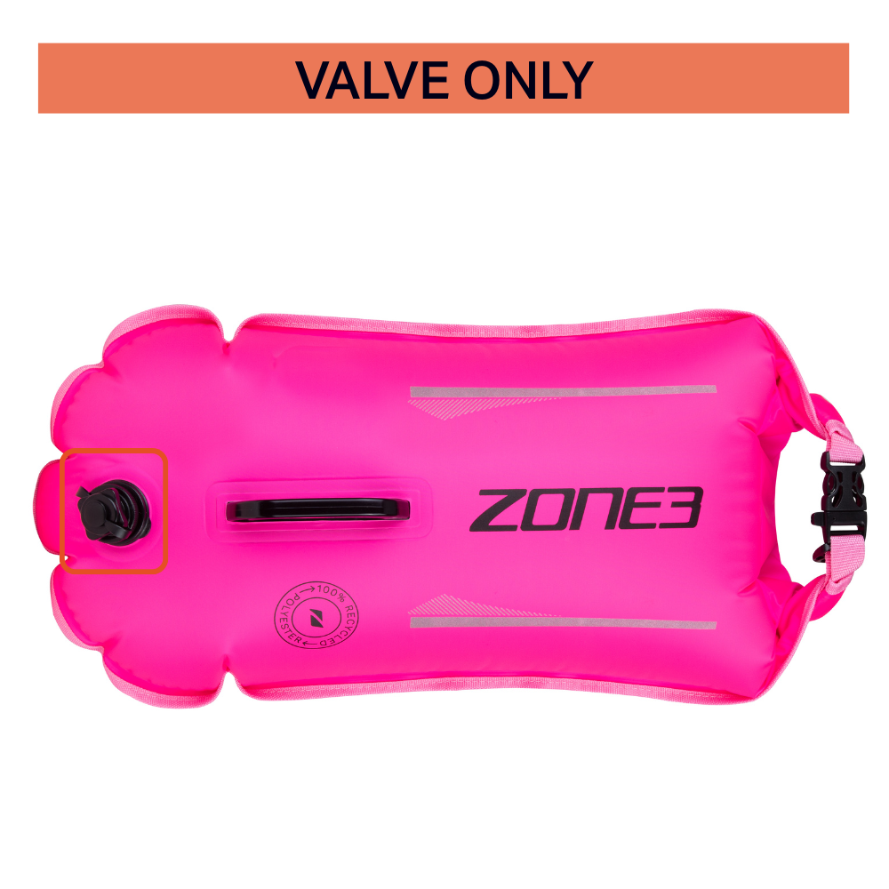 Bright pink tow float with black valve highlighted. Valve for sale only. Available for UK addresses only.