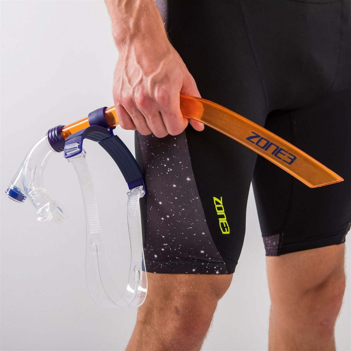 Athlete holding the Front facing snorkel 