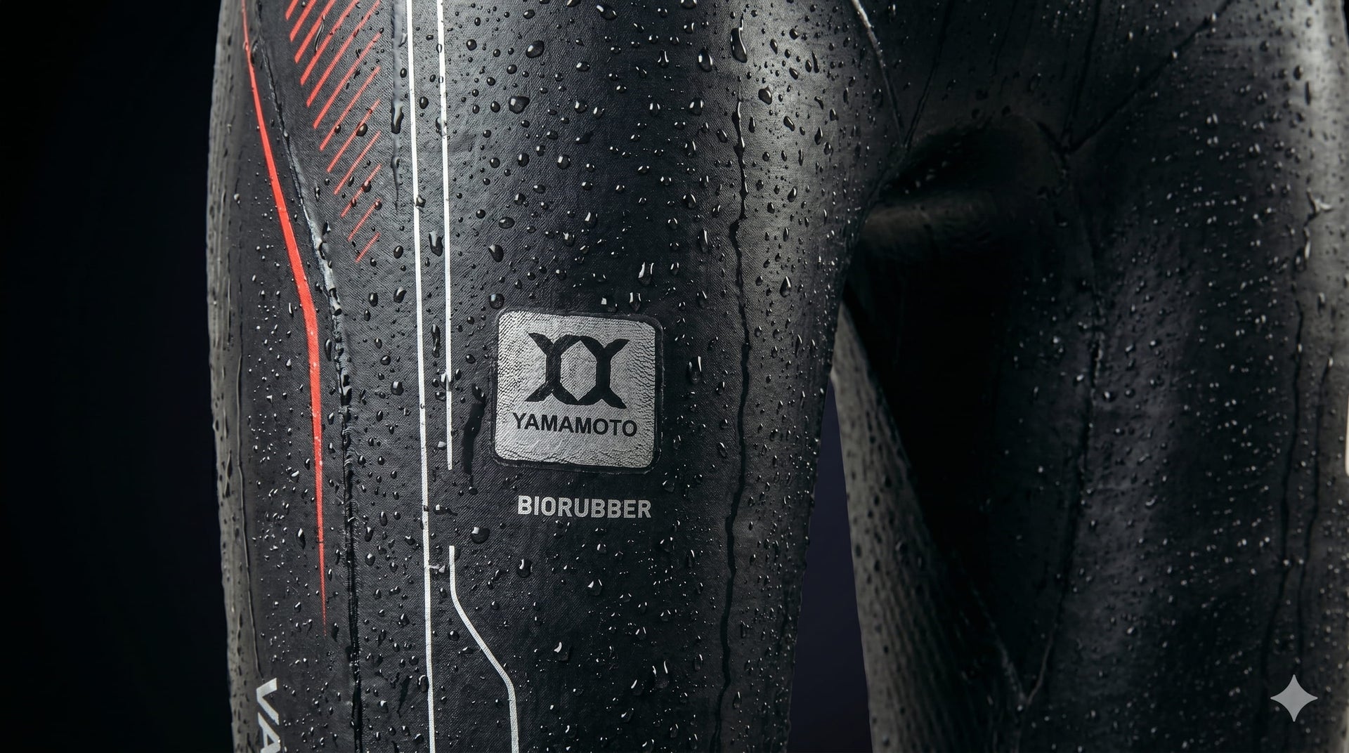 Close up of the bio rubber technology in vanquish x wetsuit