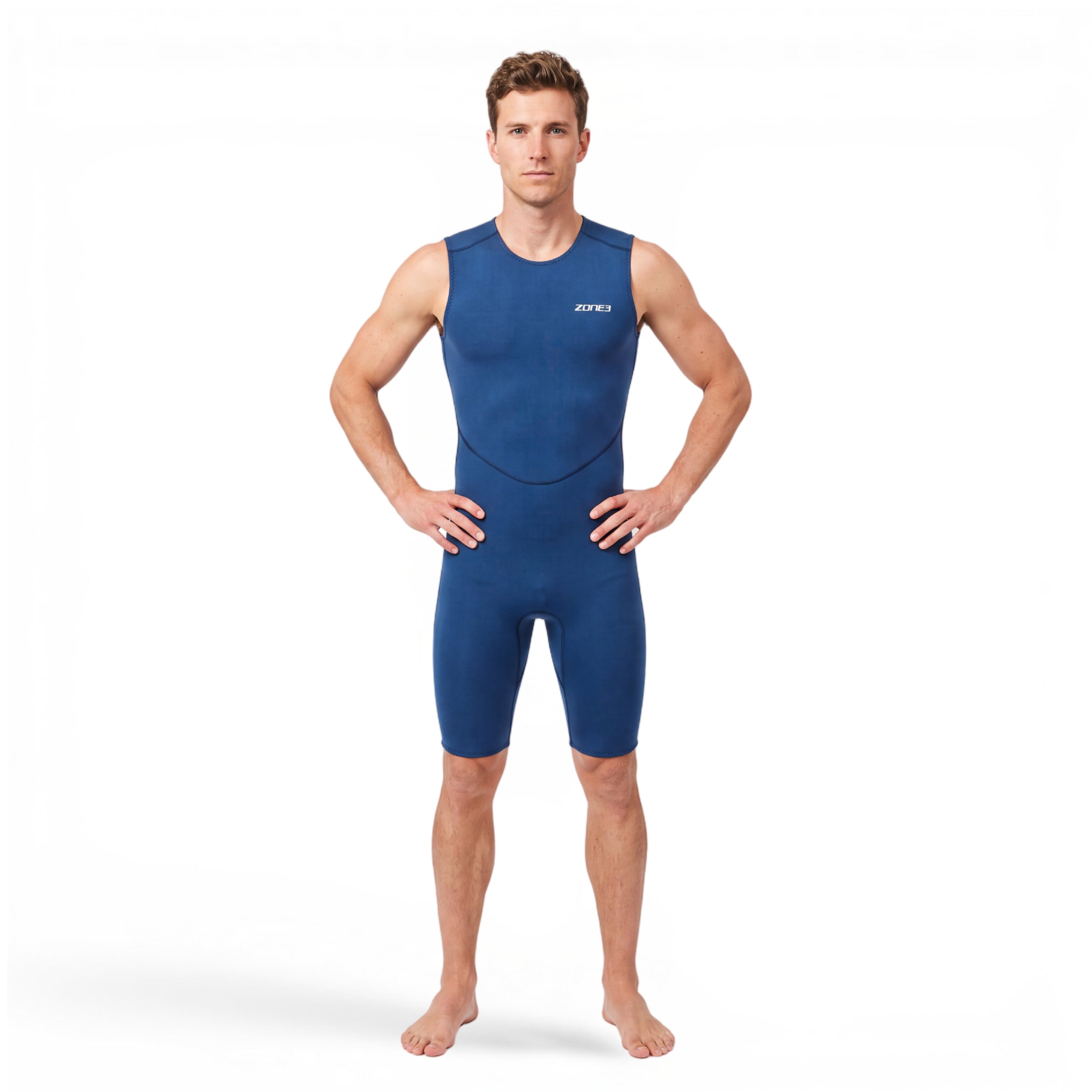 Athlete wearing the Yulex kneeskin front facing on a white background.