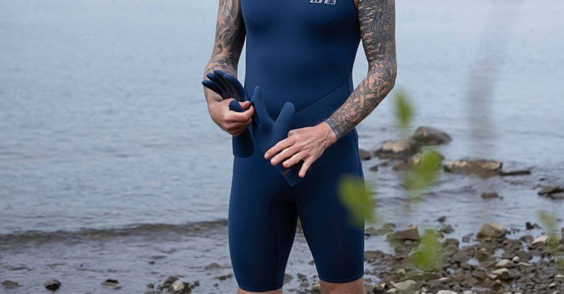 close up of an athlete wearing the Yulex kneeskin outdoors. 