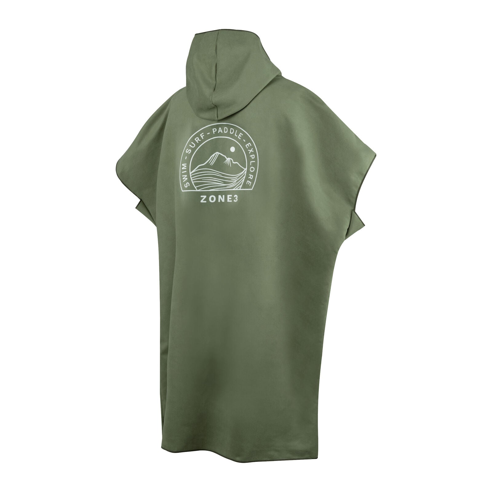 Microfibre Changing Robe in olive green with hood for comfort and style after water activities.