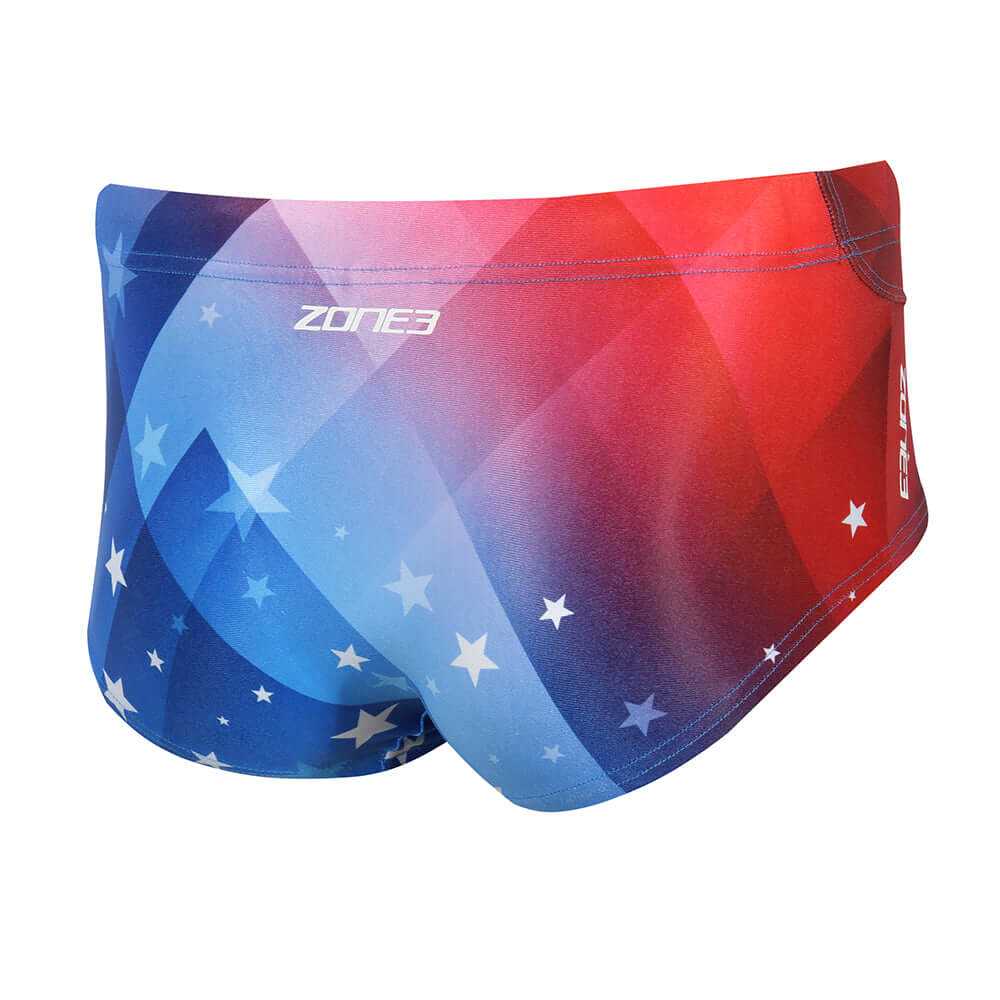 Brief Shorts (USA) featuring a vibrant red, white, and blue design with stars, representing American patriotism.