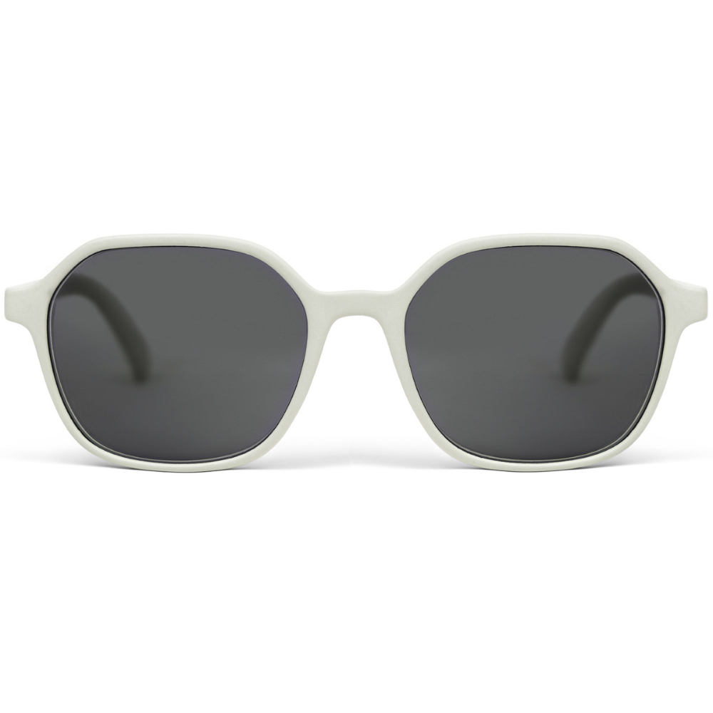 Waterhaul Droskyn Dune Sunglasses in sandy grey with hexagon shape and dark lenses.