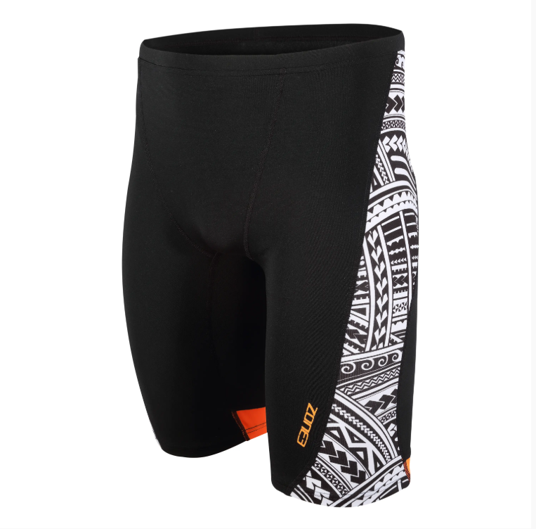 Zone3 swim jammers in the Pacific Koa print, on a white background.
